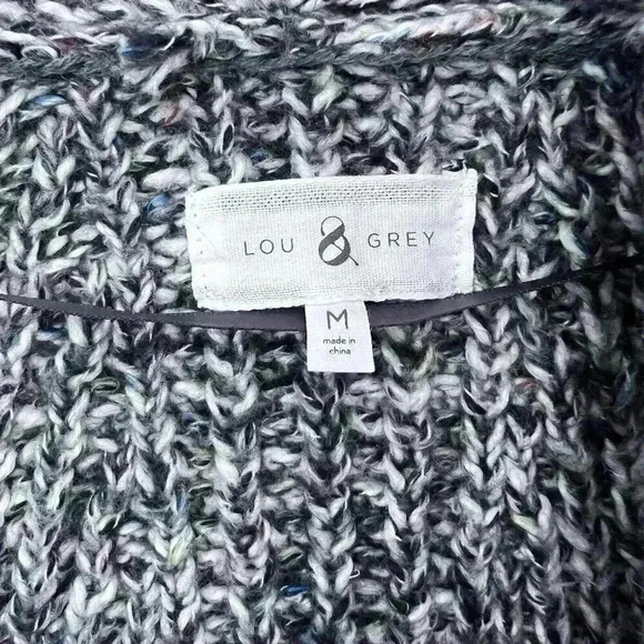 Lou & Grey Sweater Womens Medium Long Sleeve Open Front Knit Gray - Picture 3 of 5